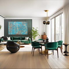 A834 - Original Large Scale Minimalist Contemporary Teal Tone Abstract Painting