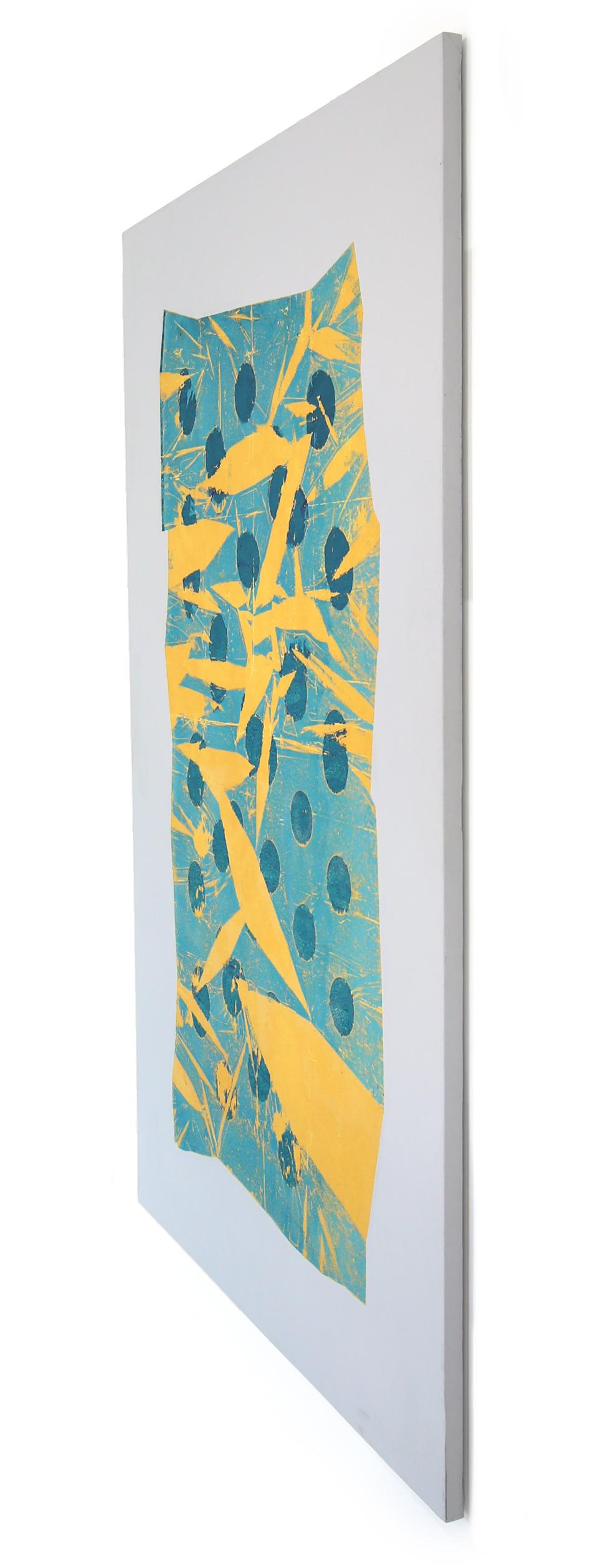 A849 - Grande quadro astratto contemporaneo blu e giallo - Abstract Painting Grigio di Marco Schmidli