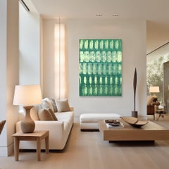 A852 - Original Large Scale Minimalist Modern Green Expressive Abstract Painting