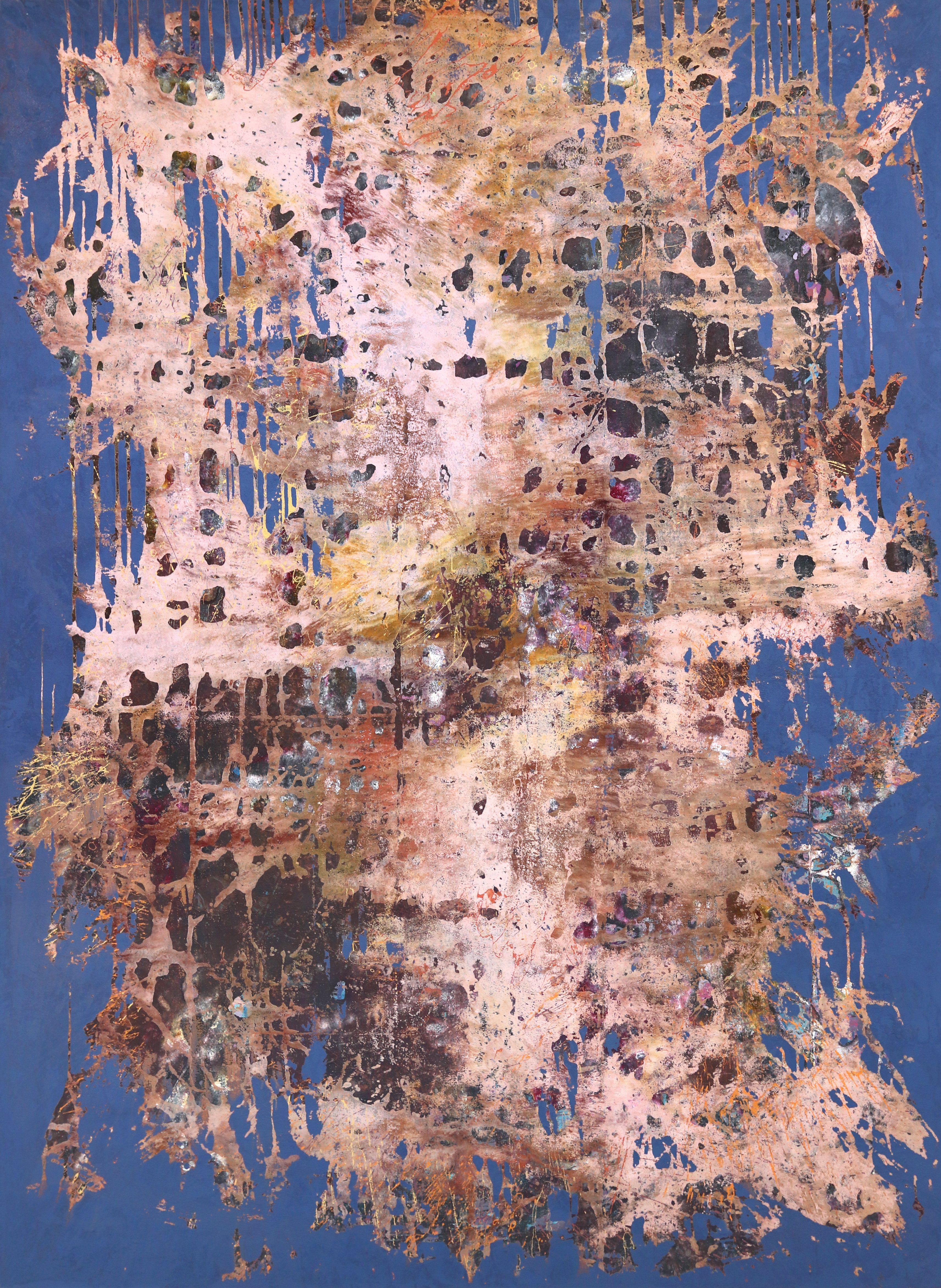 A870 - Pittura astratta minimalista contemporanea espressiva originale di grandi dimensioni