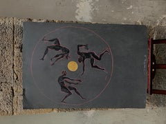 Dionysian. Three Male Figures Dancing Around a Golden Sun. By Marco Silombria