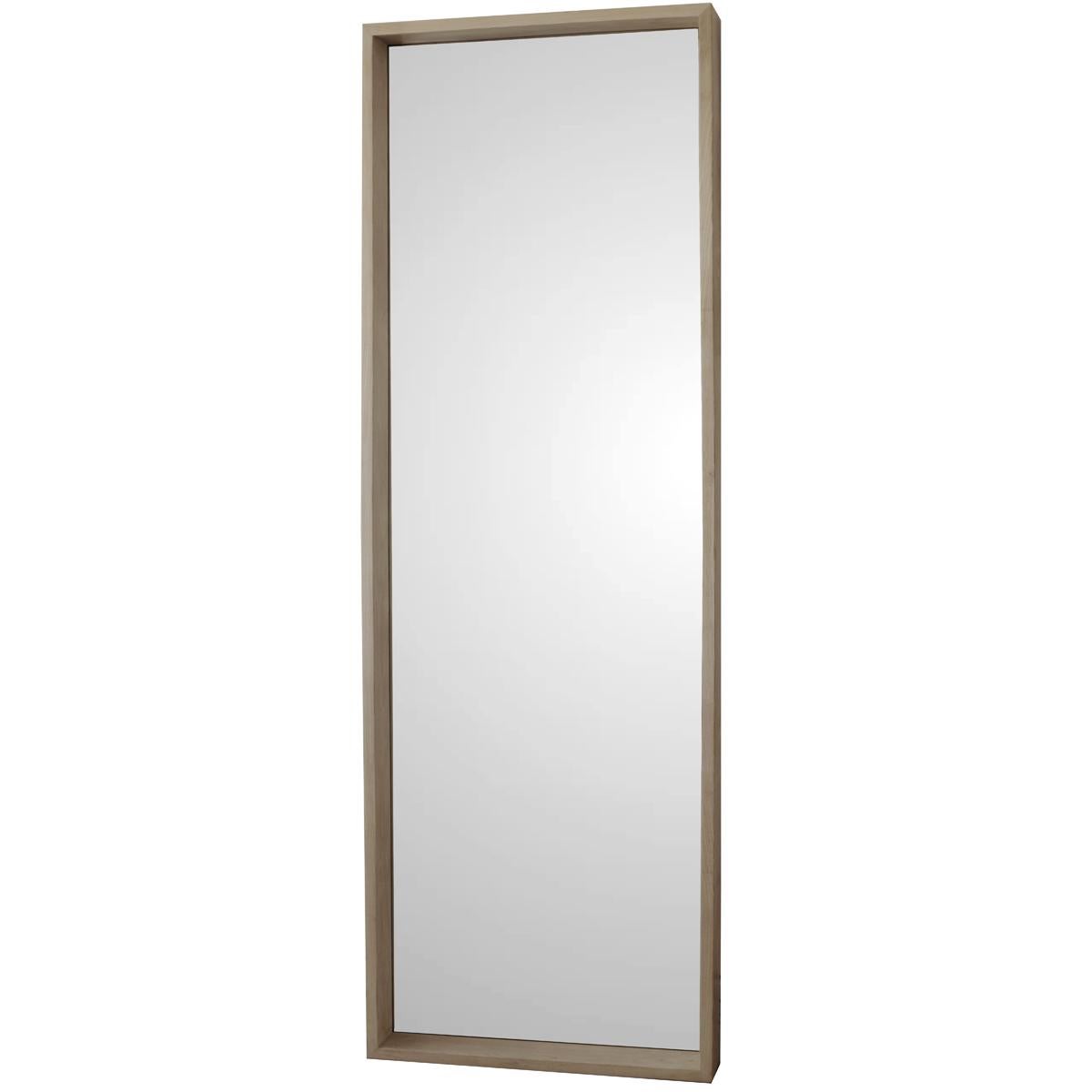Petit miroir Marco avec cadre en placage de chêne blanc