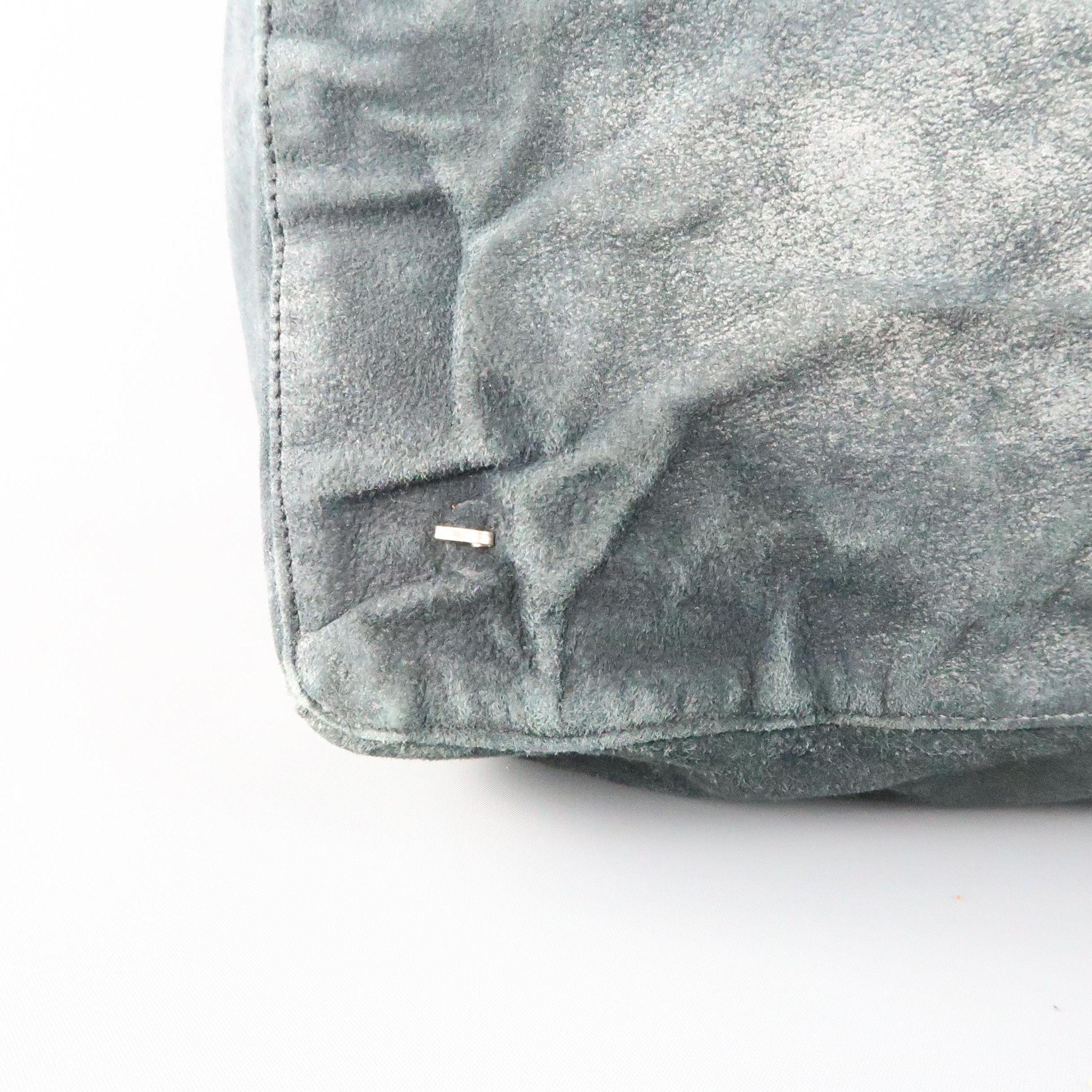 Gray MARCO TAGLIAFERRI Teal Over Distressed Leather Oversized 'Birk' Satchel