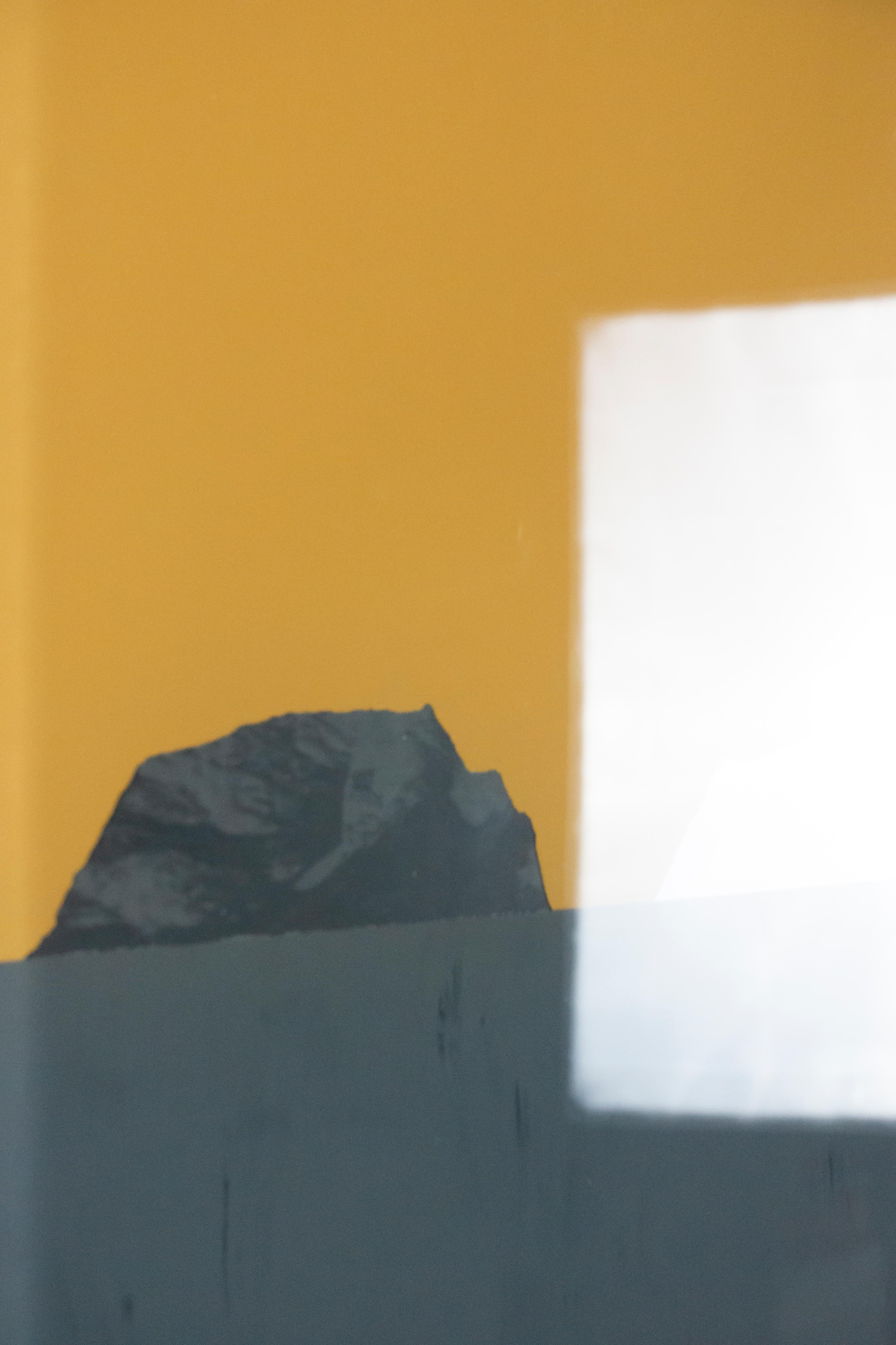 Archipelago 66, Acrylic on glass, silver salt print from smartphone, wood and aluminum frame, 21x14 cm, 2024
Archipelago is a series of interconnected elements exploring the concept of human perception mediated by technological devices. Each piece