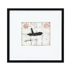 "A" Contemporary Black, Red, and Sepia Toned Abstract Copper Plate Etching