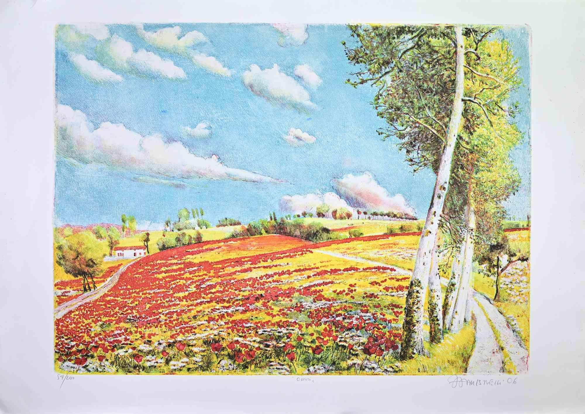 Countryside - Etching by Marco Zambrelli - 1990s