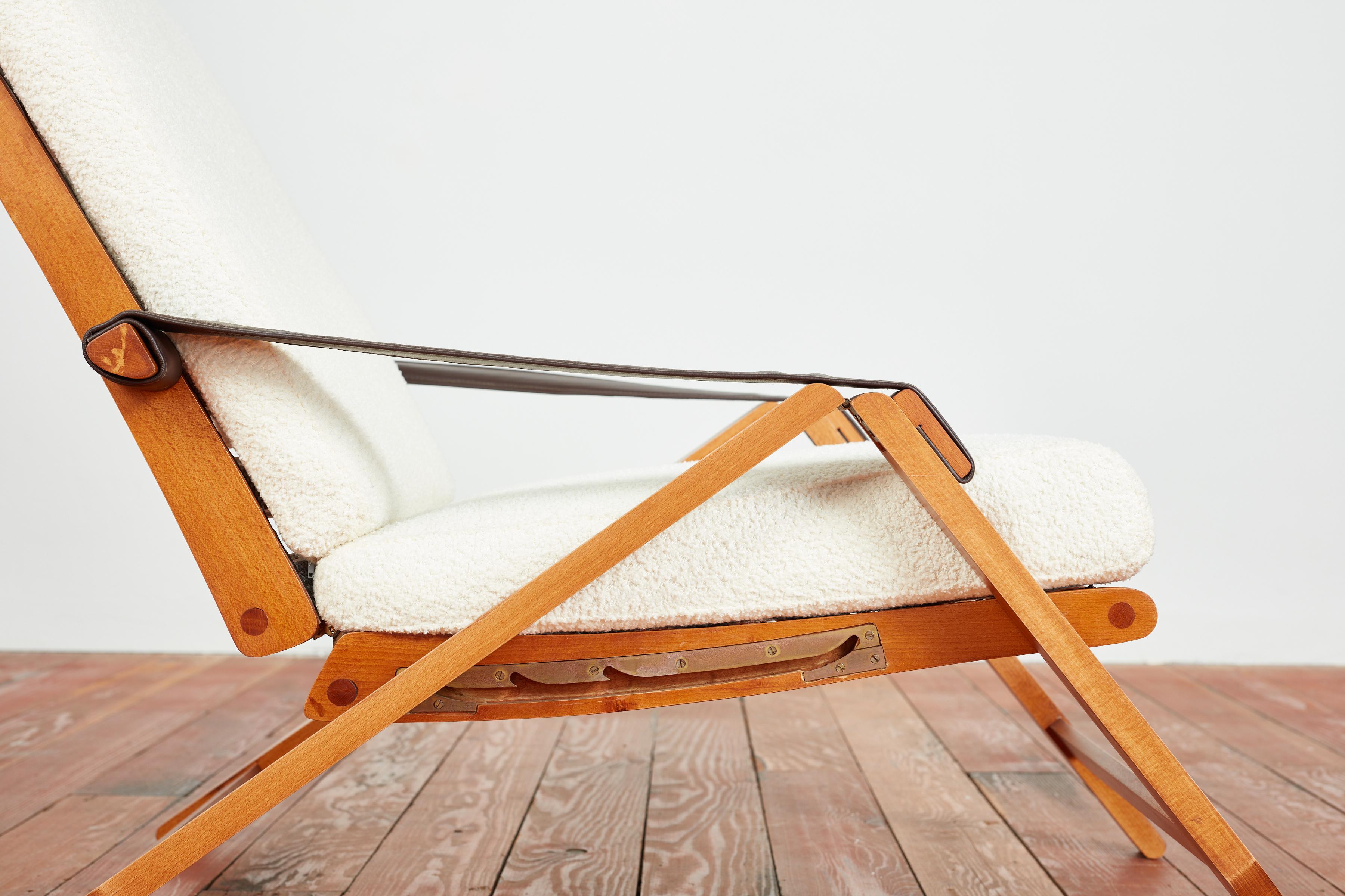 Marco Zanuso Adjustable Boucle and Wood Armchairs 9