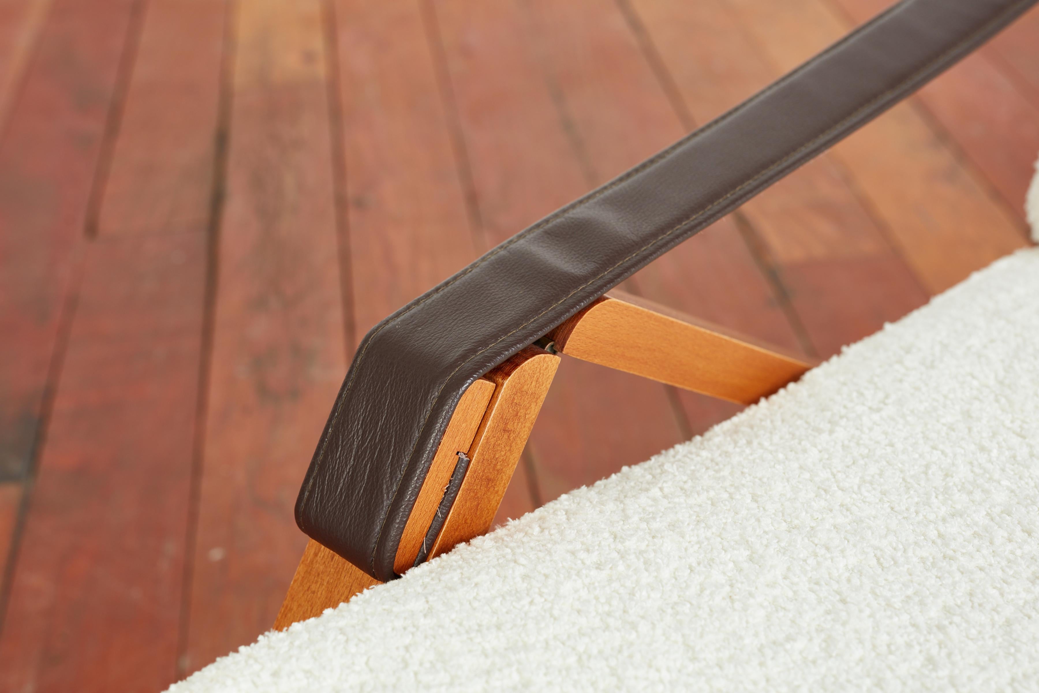 Marco Zanuso Adjustable Boucle and Wood Armchairs 11