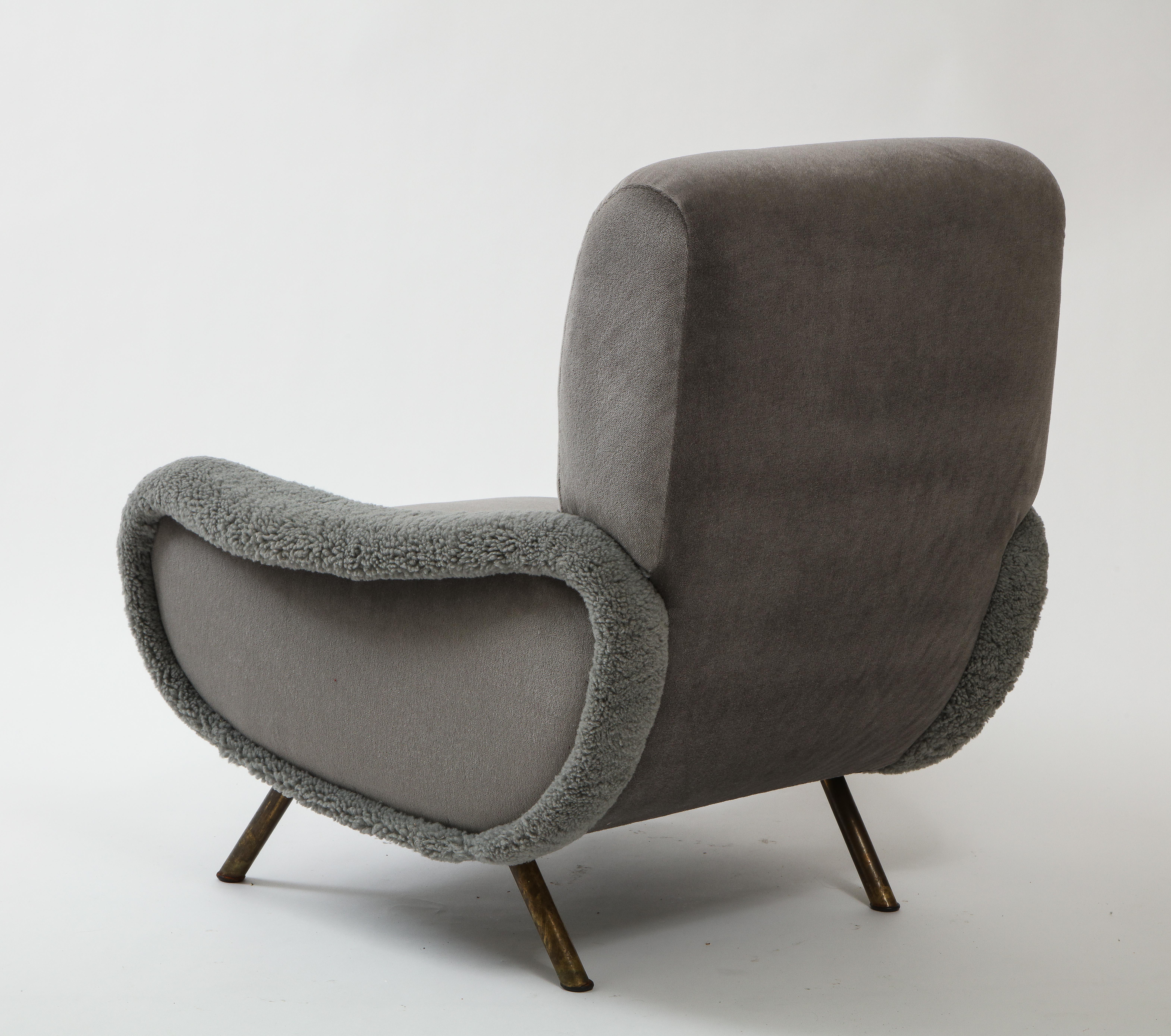 Marco Zanuso Arflex Lady Chair, Mohair and Shearling, Midcentury, Italy In Good Condition In New York, NY