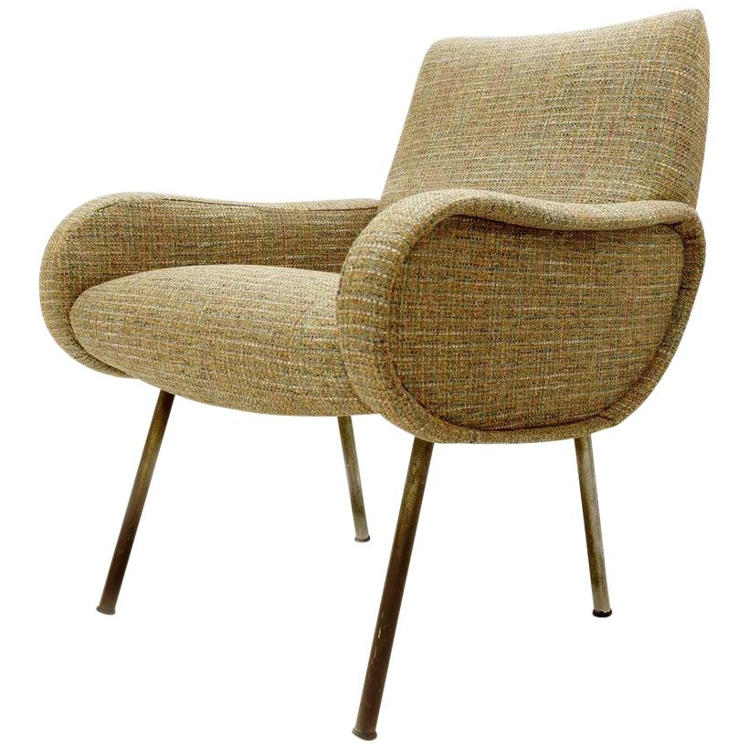 Mid-Century Modern Marco Zanuso Armchair, New "Chanel" Upholstery, circa 1951