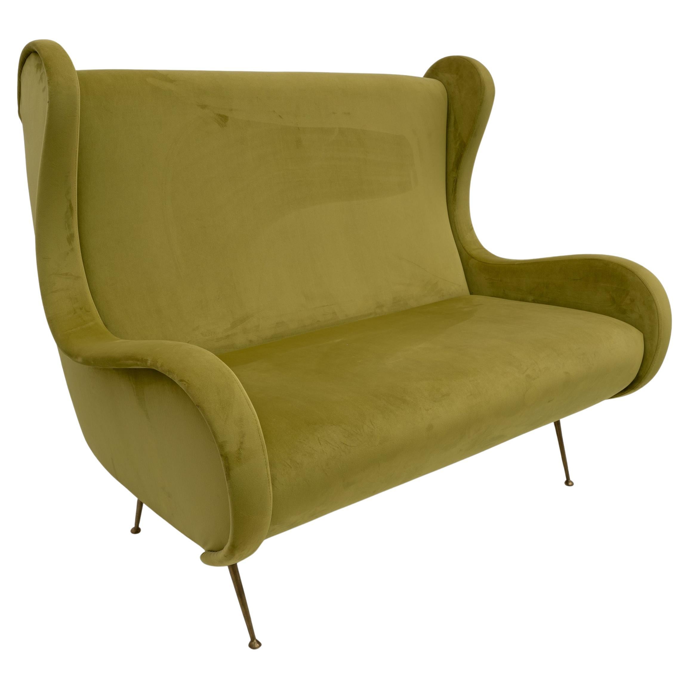 Marco Zanuso zugeschriebenes Mid-Century Modern-Sofa aus Samt Senior, Italien, 1950er Jahre