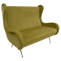 Canapé Senior en velours attribué à Marco Zanuso Modernity, Italie, années 1950