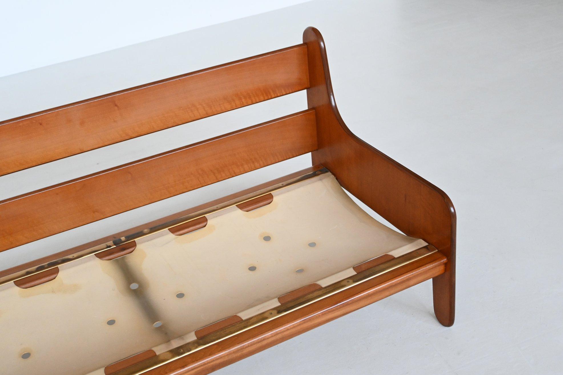 Marco Zanuso Baronet two-seat sofa in teak and black leather Arflex Italy 1964 13