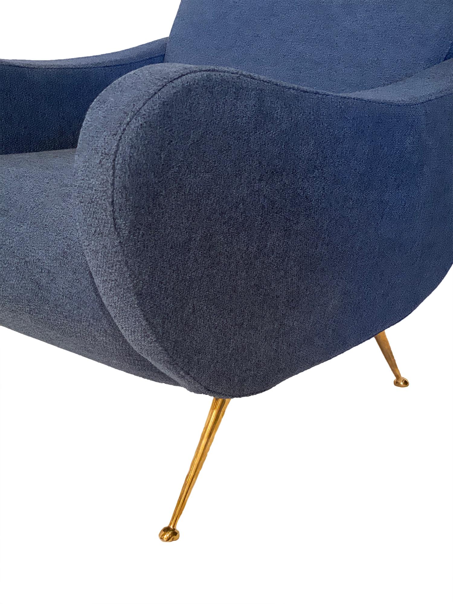 Marco Zanuso Blue Armchairs In Good Condition In Austin, TX