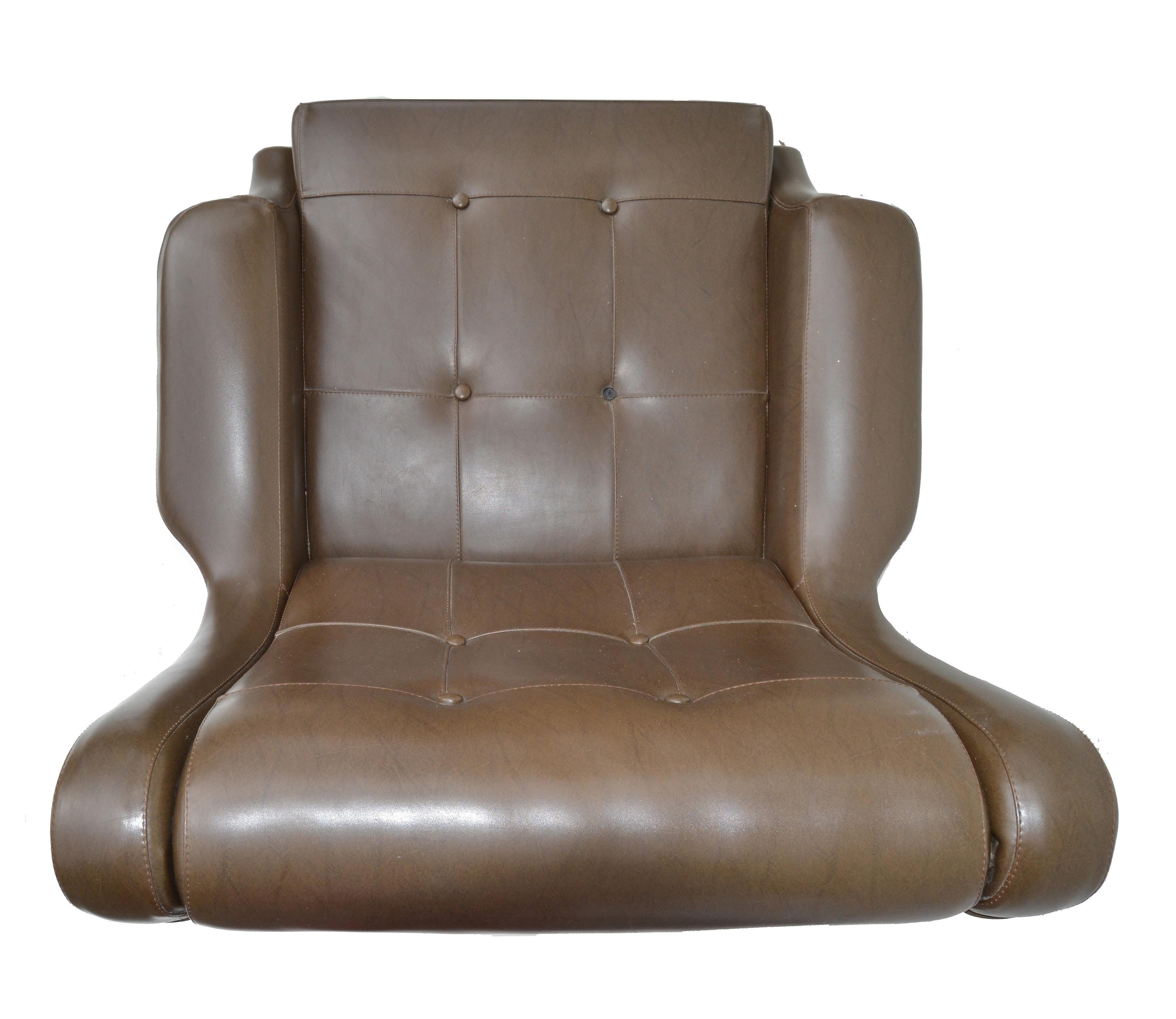 Mid-Century Modern Marco Zanuso Brown Leather Lounge Chair Model Regent for Arflex Italy 1960