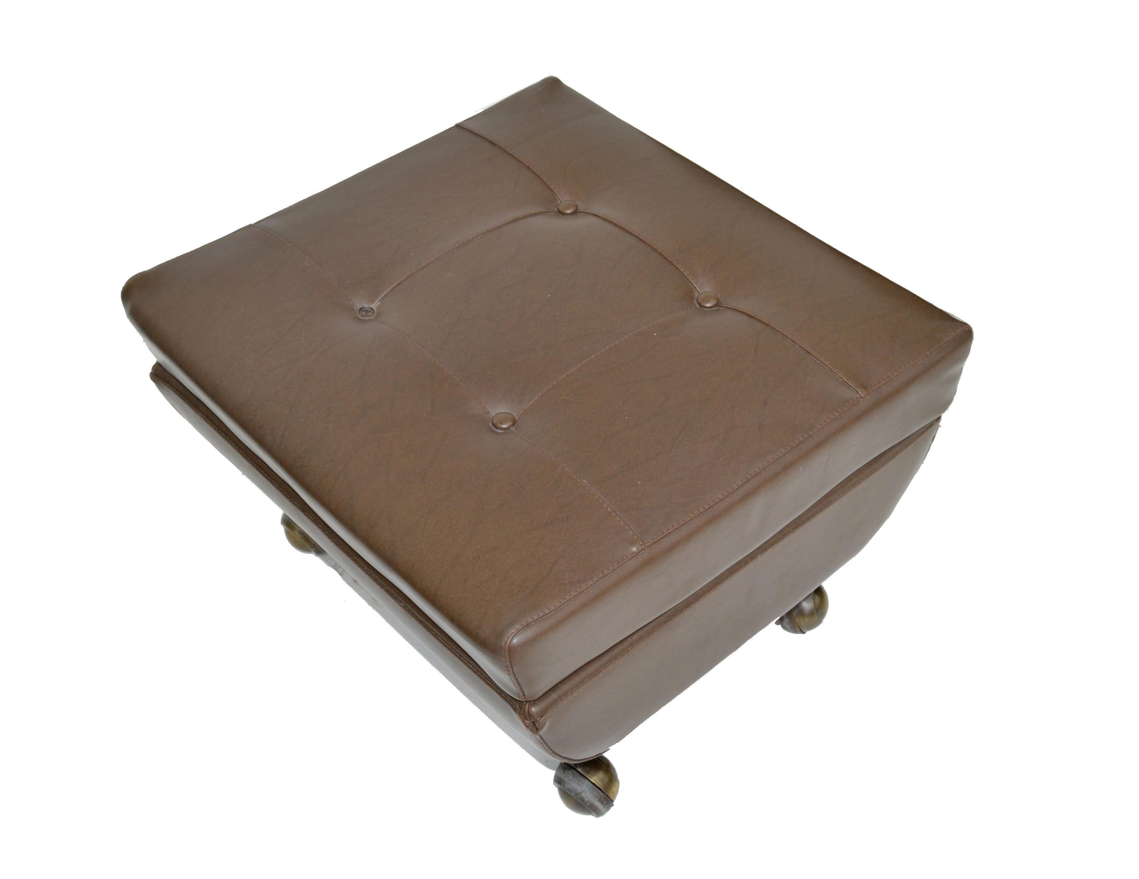 Marco Zanuso Brown Ottoman Model Regent for Arflex Italy 1960 In Good Condition In Miami, FL