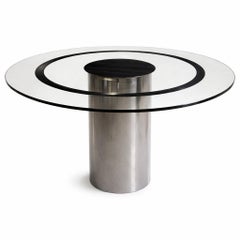Marco Zanuso - Table de salle à manger circulaire en verre, circa 1970