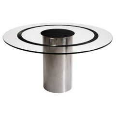 Marco Zanuso - Table de salle à manger circulaire en verre, circa 1970