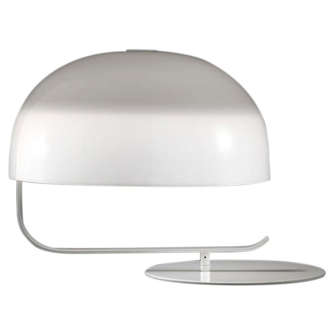 Marco Zanuso Coupé Table Lamp by Oluce, Opaline Glass & Metal, Italy