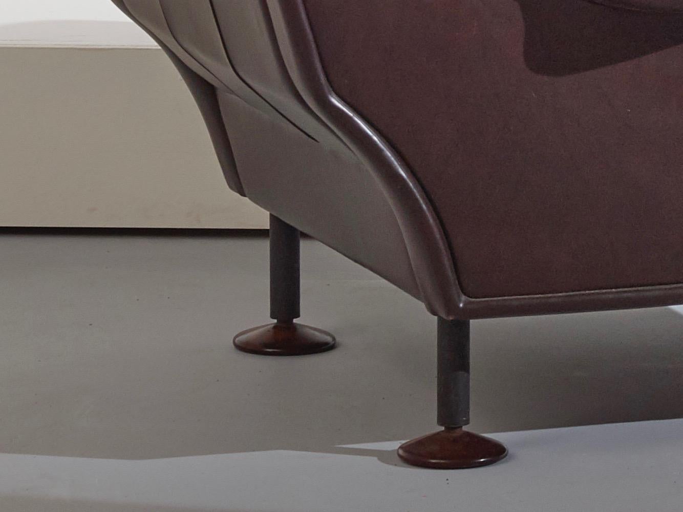 Mid-20th Century Marco Zanuso Dark Brown Leather Regent Armchair for Arflex, Italy, 1960s