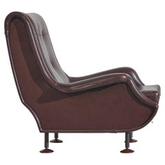 Marco Zanuso Dark Brown Leather Regent Armchair for Arflex, Italy, 1960s