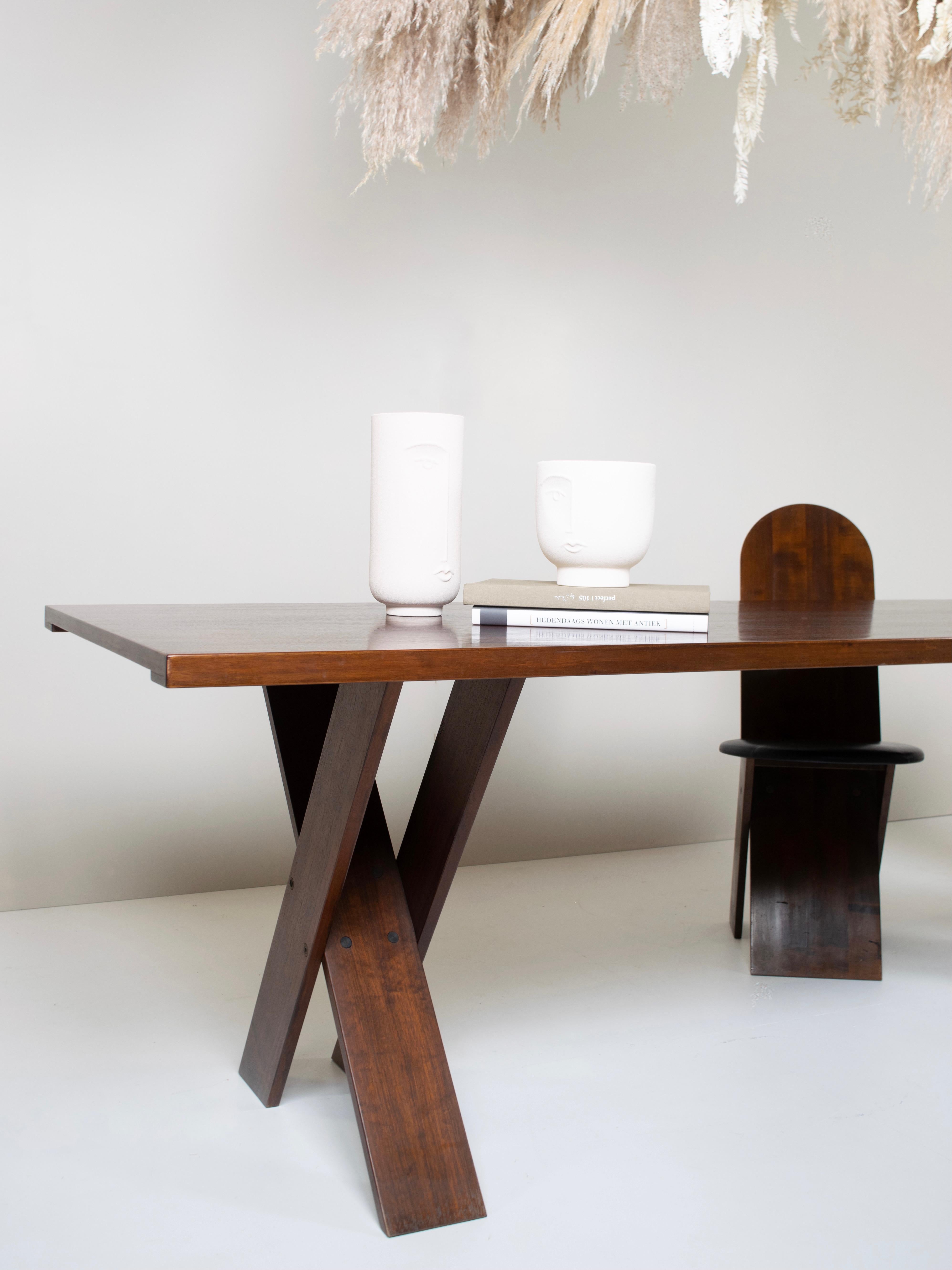 Marco Zanuso Dining Chairs in Walnut and Leather for Poggi, Italy, 1970s 12