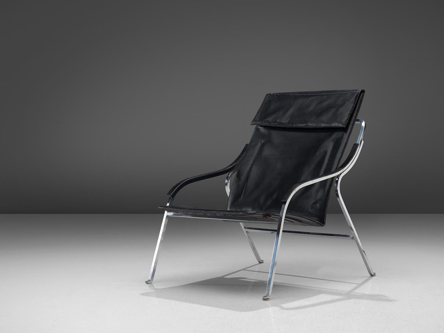Italian Marco Zanuso for Arflex 'Fourline' Chair in Leather