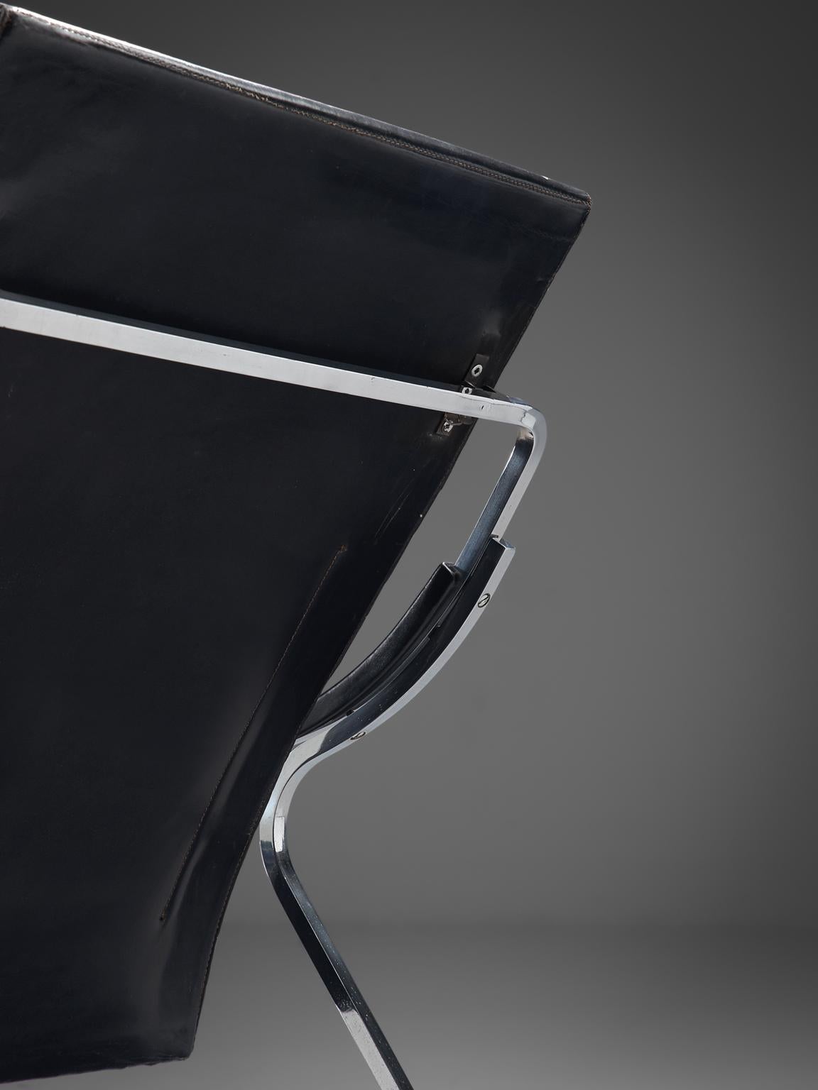 Steel Marco Zanuso for Arflex 'Fourline' Chair in Leather