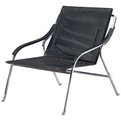 Vintage Marco Zanuso for Arflex 'Fourline' Chair in Black Leather
