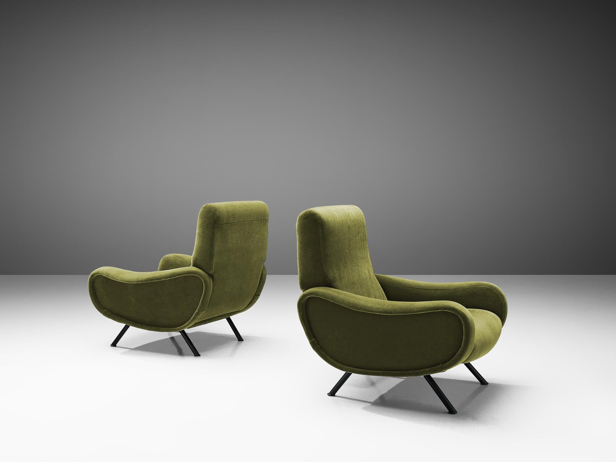 Metal Marco Zanuso for Arflex Pair of 'Lady' Armchairs  For Sale