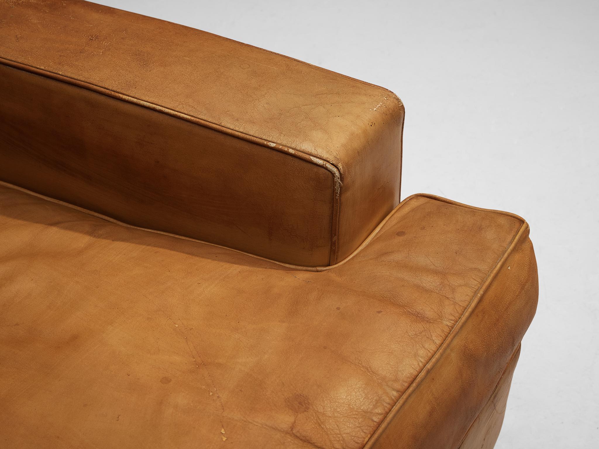 Marco Zanuso for Arflex Pair of ‘Square’ Lounge Chairs in Cognac Leather 1