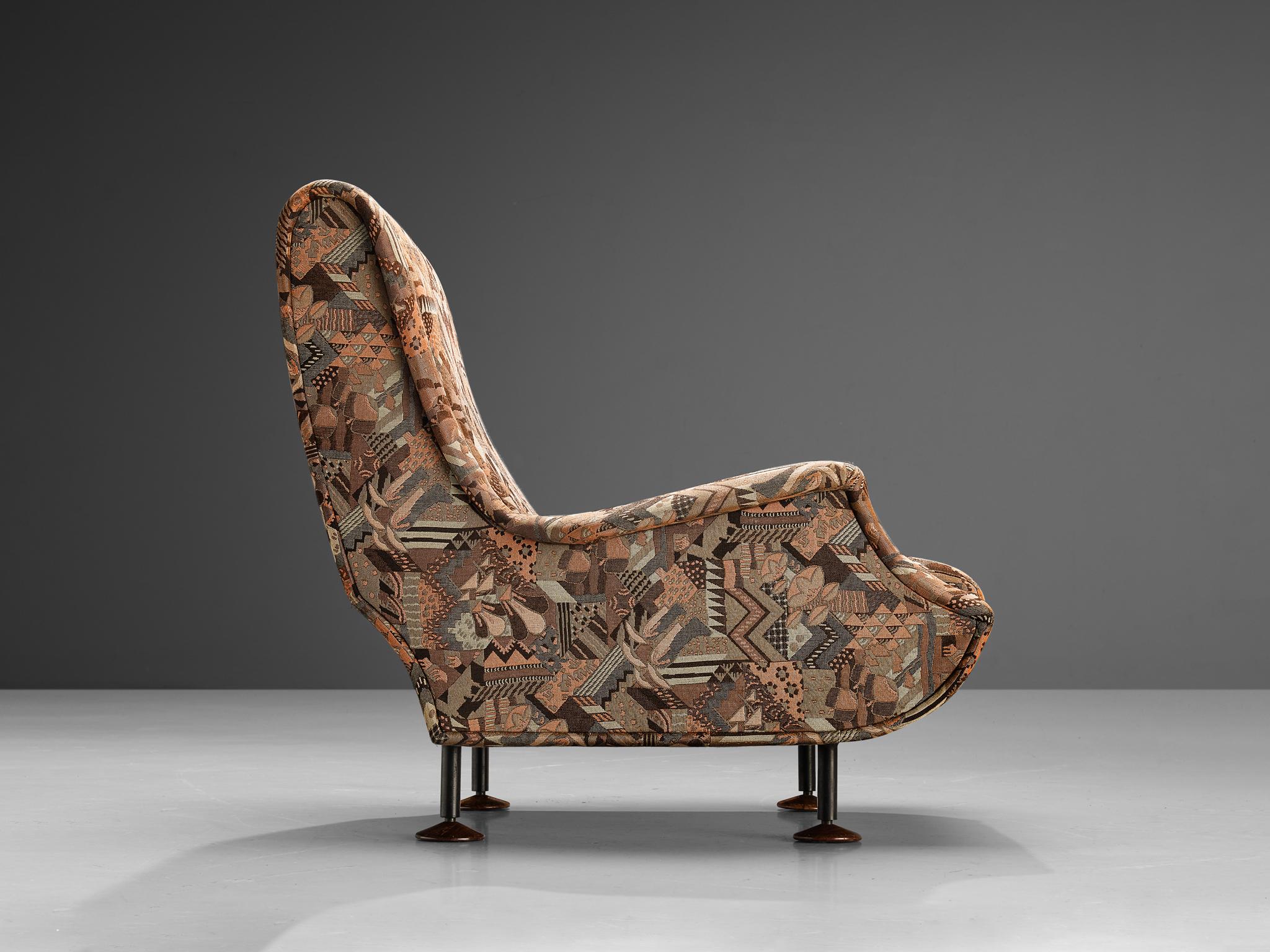Mid-Century Modern Marco Zanuso for Arflex 'Regent' Lounge Chair in Patterned Upholstery For Sale