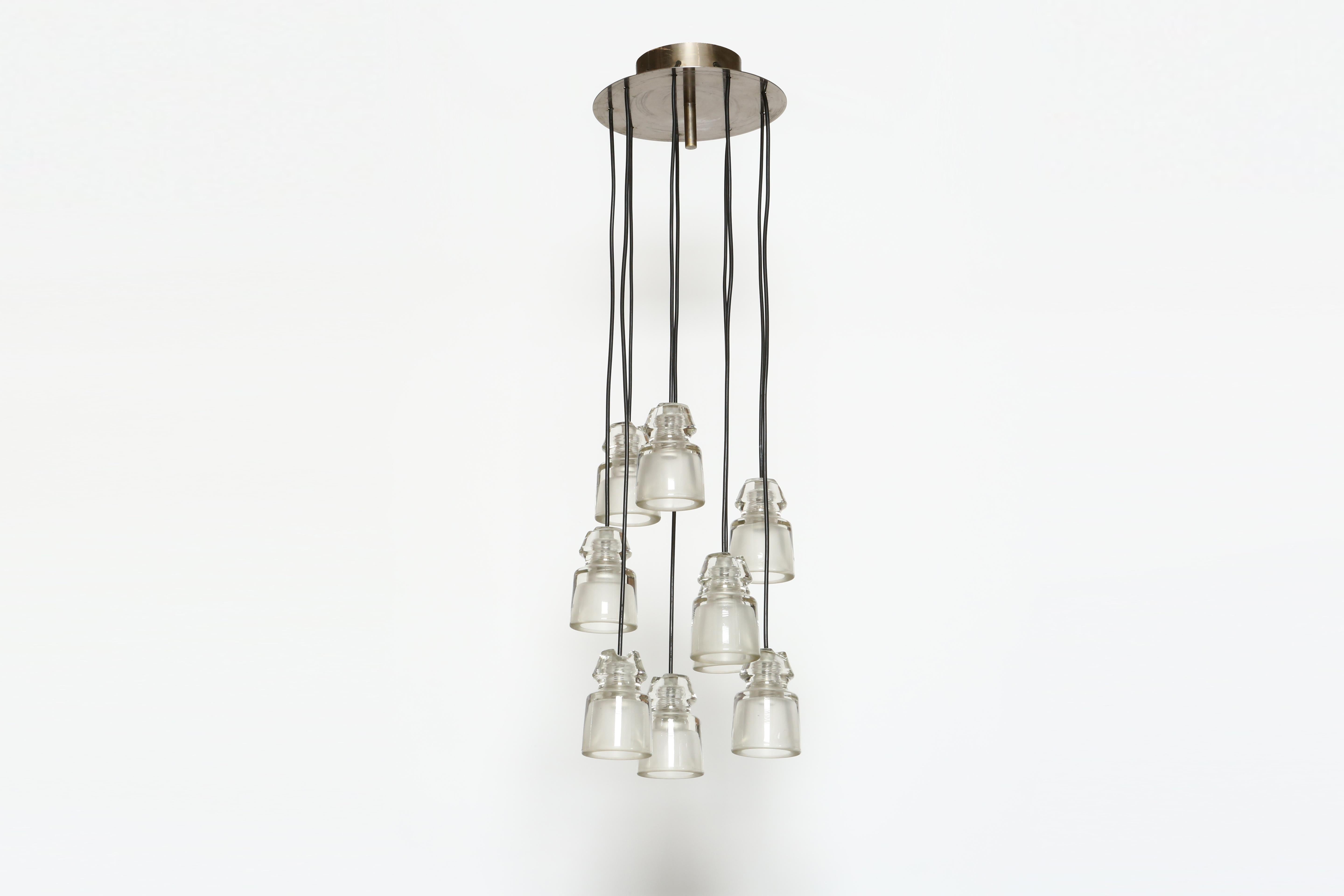 Ottone Lampadario a cascata Marco Zanuso per Oluce, Italia 1960 in vendita