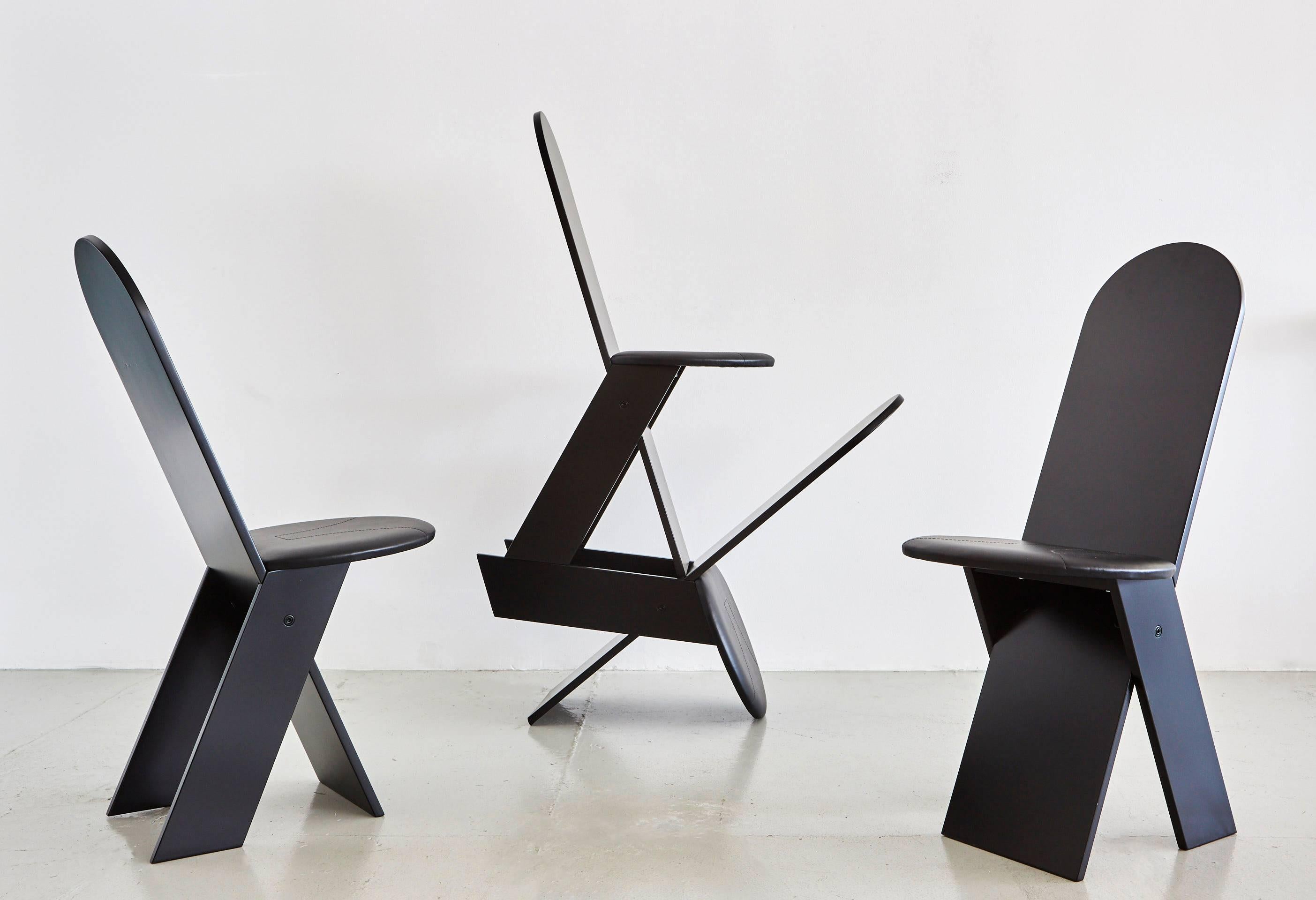 Italian Marco Zanuso for Poggi Angular Chairs