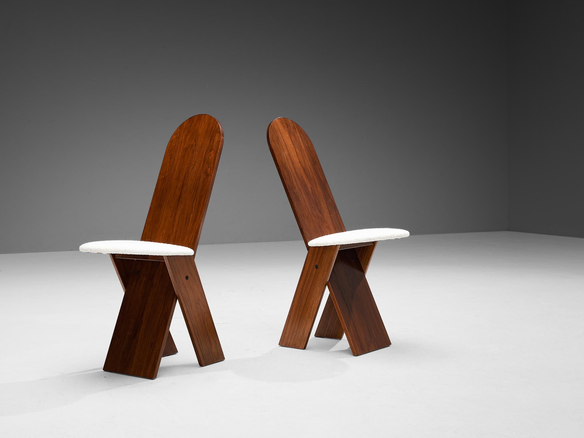 Marco Zanuso for Poggi Pair of Dining Chairs in Walnut and White