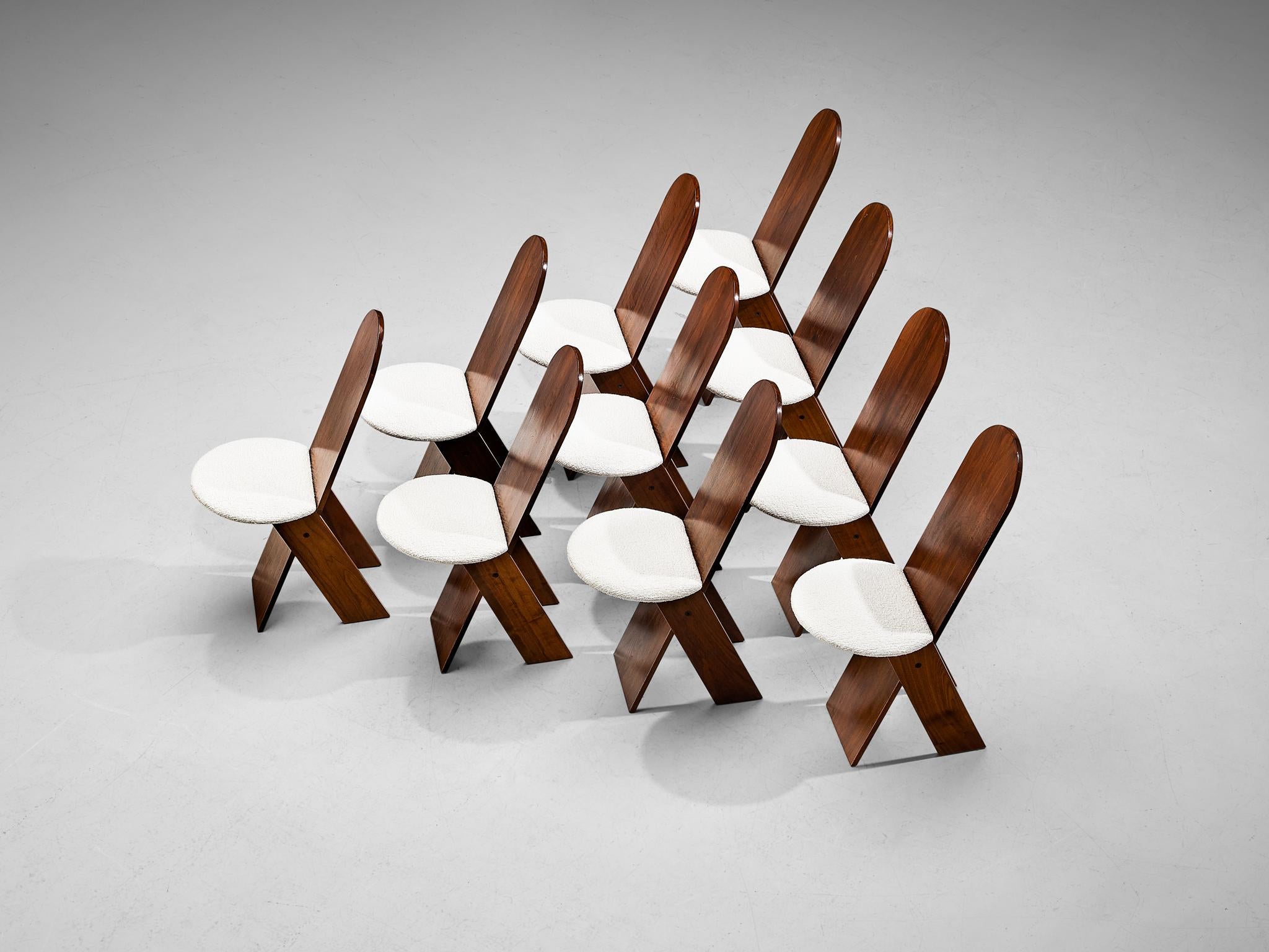 Postmoderne Marco Zanuso pour Poggi Ensemble de dix chaises de salle à manger en noyer