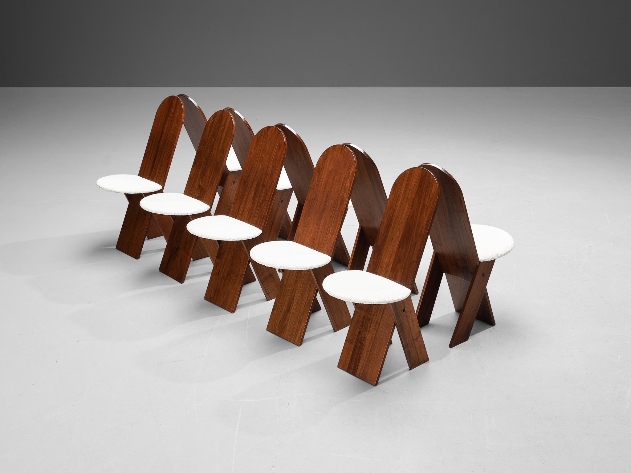 Late 20th Century Marco Zanuso for Poggi Set of Ten Dining Chairs in Walnut