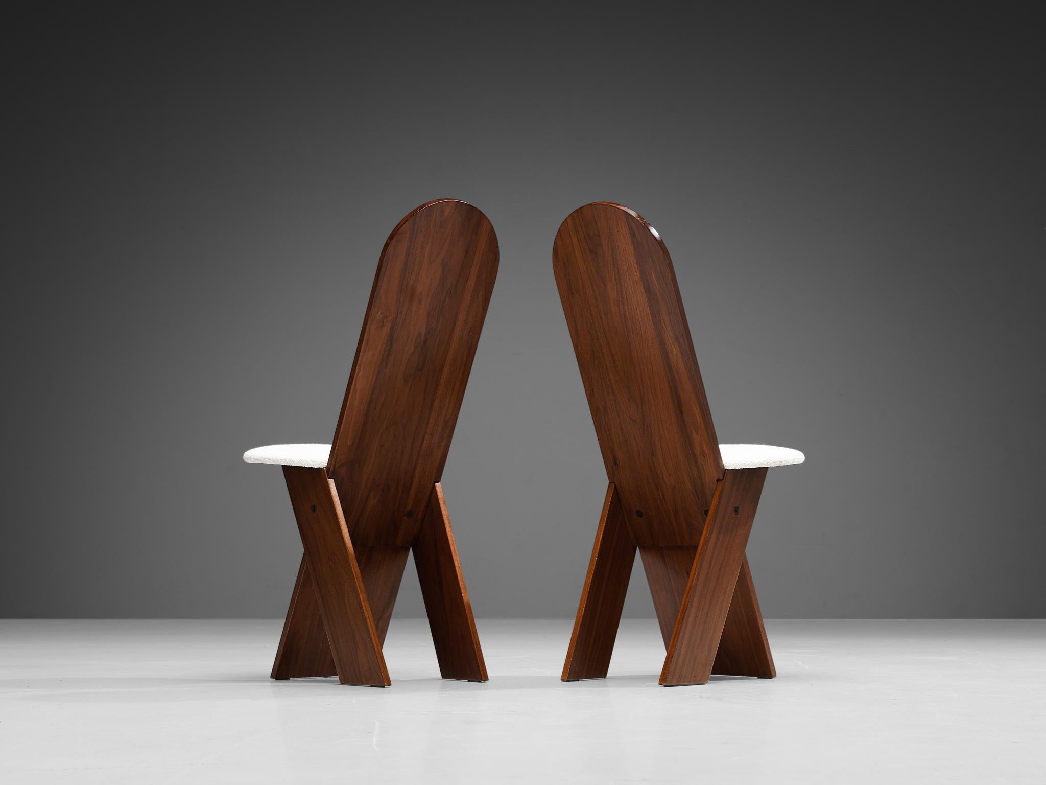 Fabric Marco Zanuso for Poggi Set of Ten Dining Chairs in Walnut