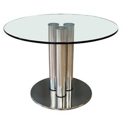 Table de salle à manger Marco Zanuso pour Zanotta 2532 Marcuso en acier et verre:: 1970