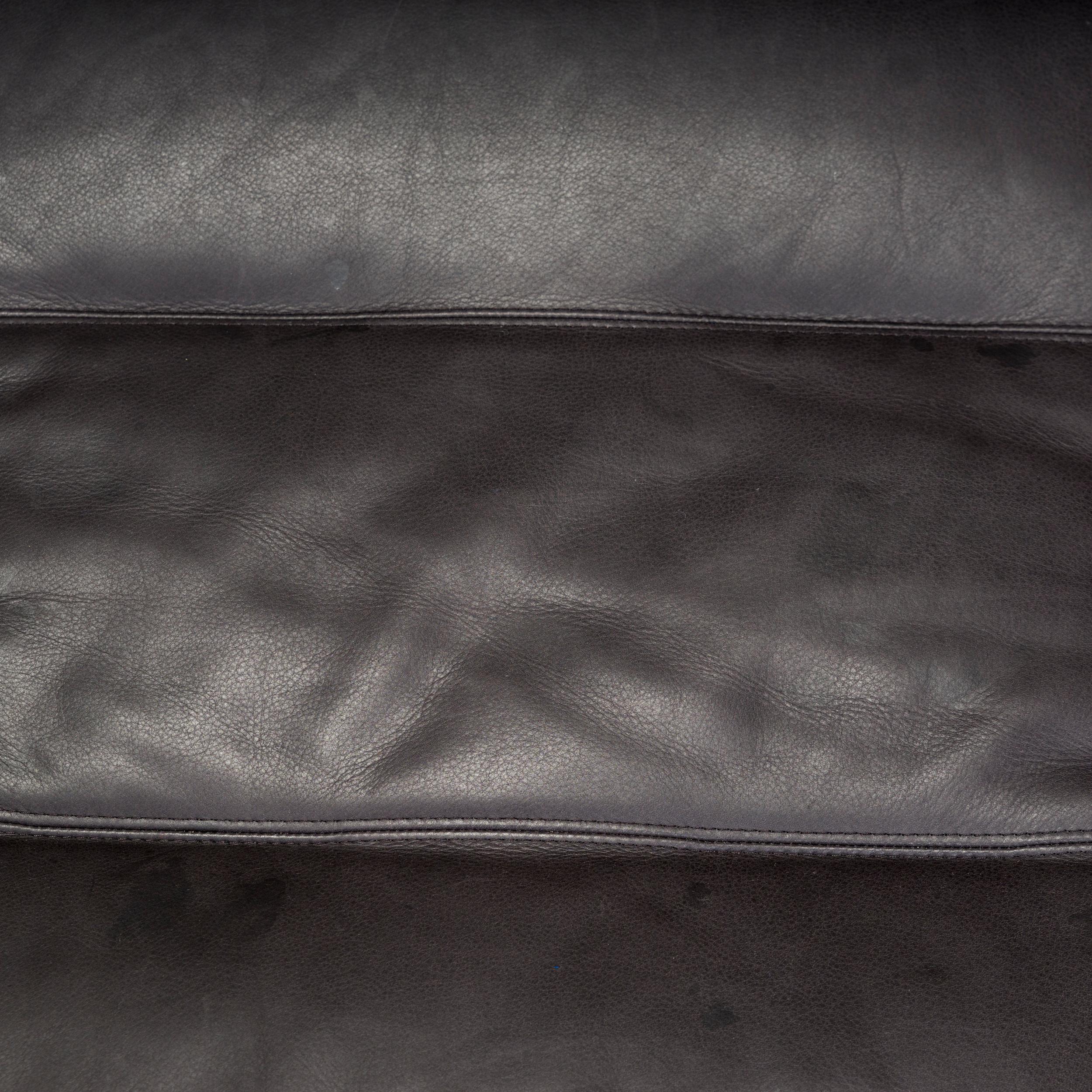 Marco Zanuso for Zanotta Brown Leather Maggiolina Lounge Chair & Footstool 1