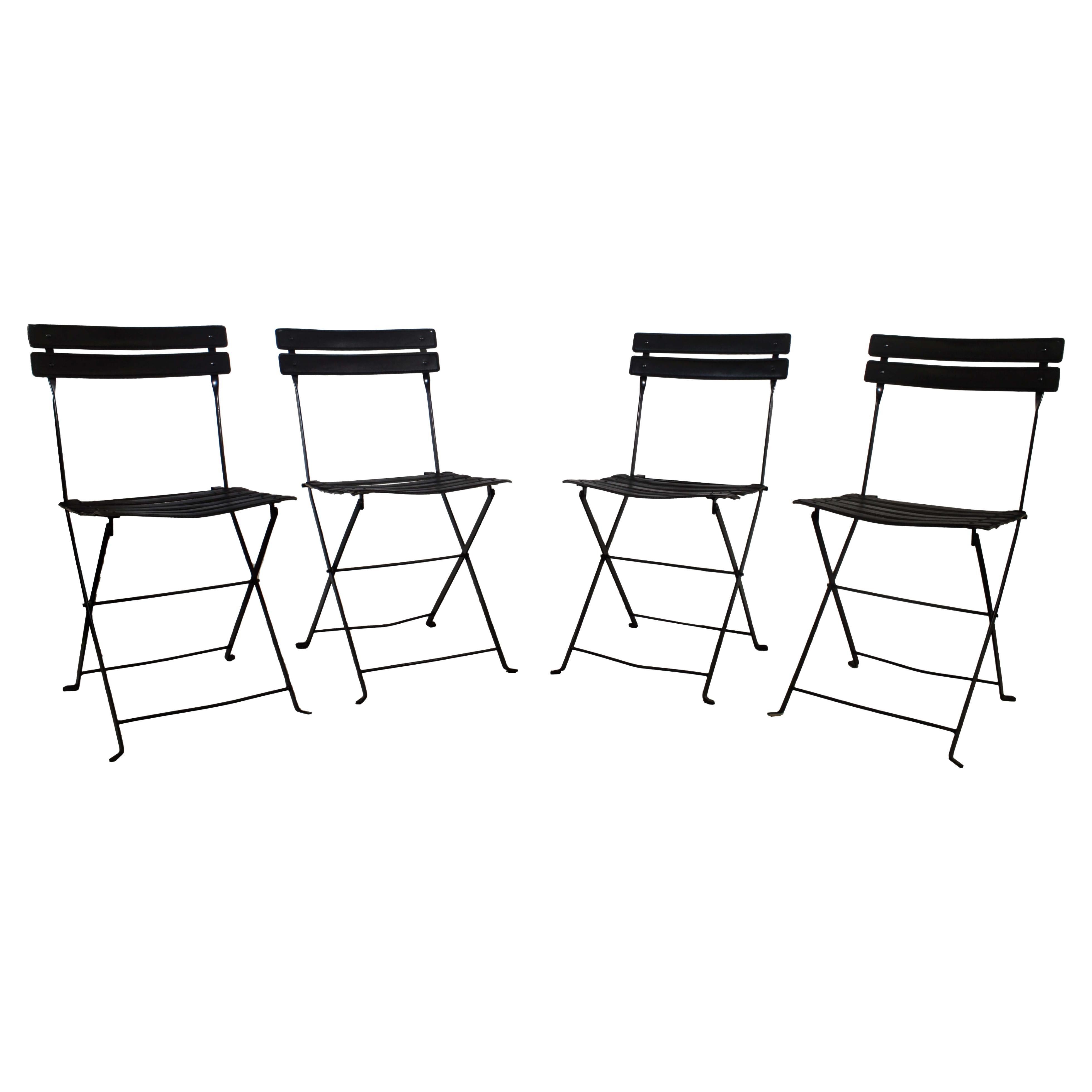 Marco Zanuso pour Zanotta Celestina - Ensemble de 4 chaises pliantes modernes en cuir noir