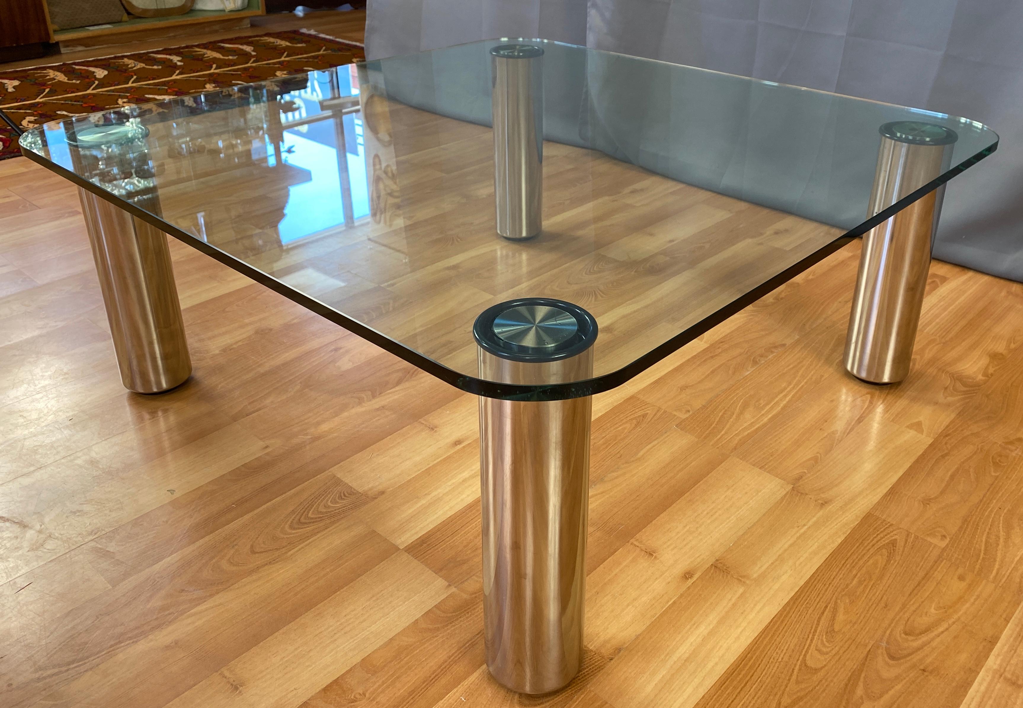 Marco Zanuso for Zanotta Marcuso Steel and Glass Coffee Table, 1970 1