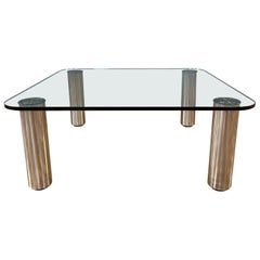 Vintage Marco Zanuso for Zanotta Marcuso Steel and Glass Coffee Table, 1970