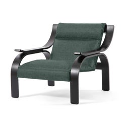 Marco Zanuso Green Fabric Woodline Armchair by Cassina