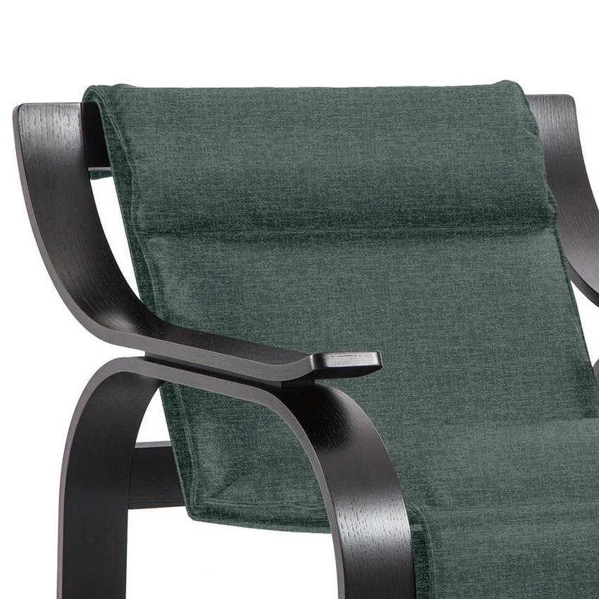 Italian Marco Zanuso Green Fabric Woodline Armchair by Cassina For Sale