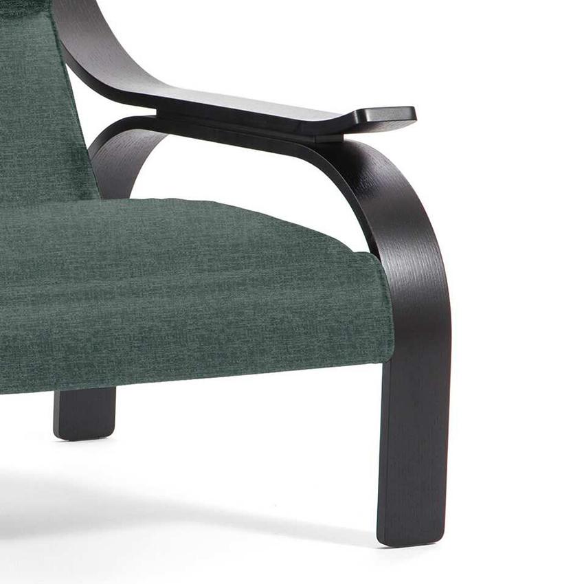 Contemporary Marco Zanuso Green Fabric Woodline Armchair by Cassina For Sale