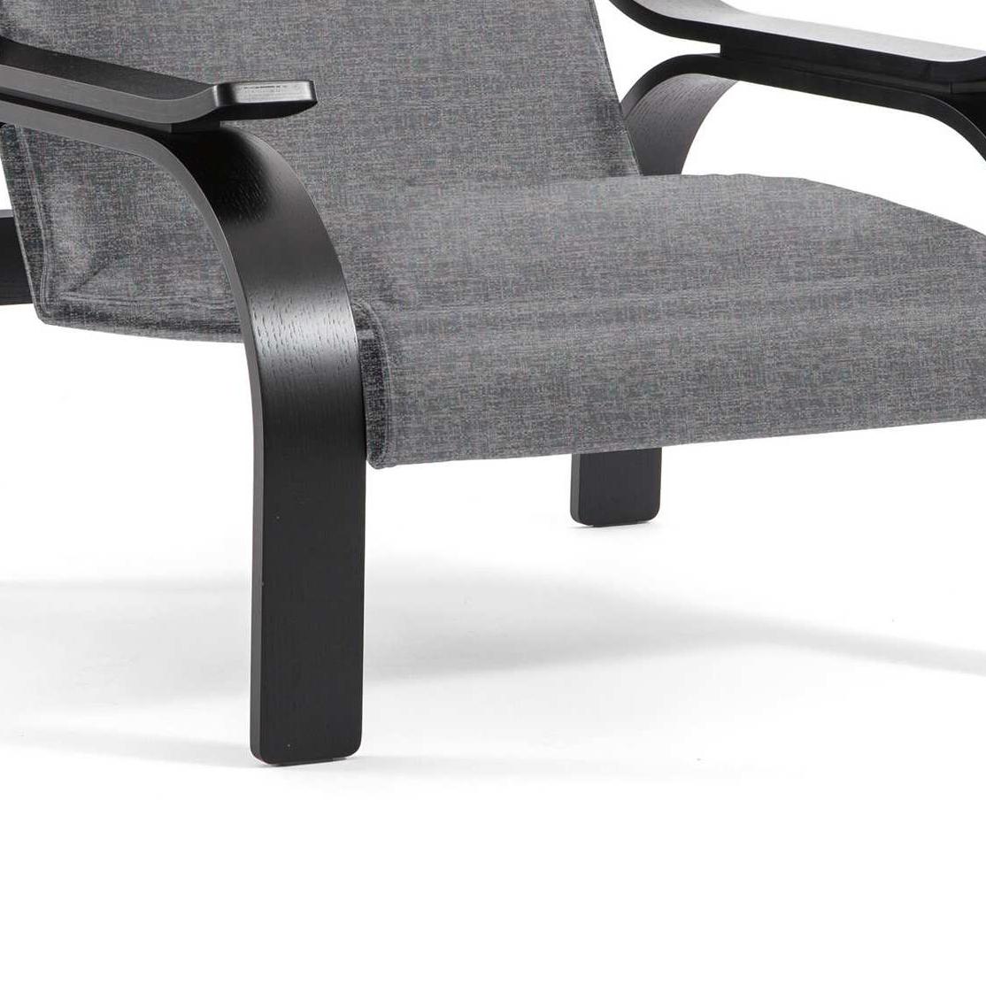 Italian Marco Zanuso Grey Fabric Woodline Armchair by Cassina For Sale