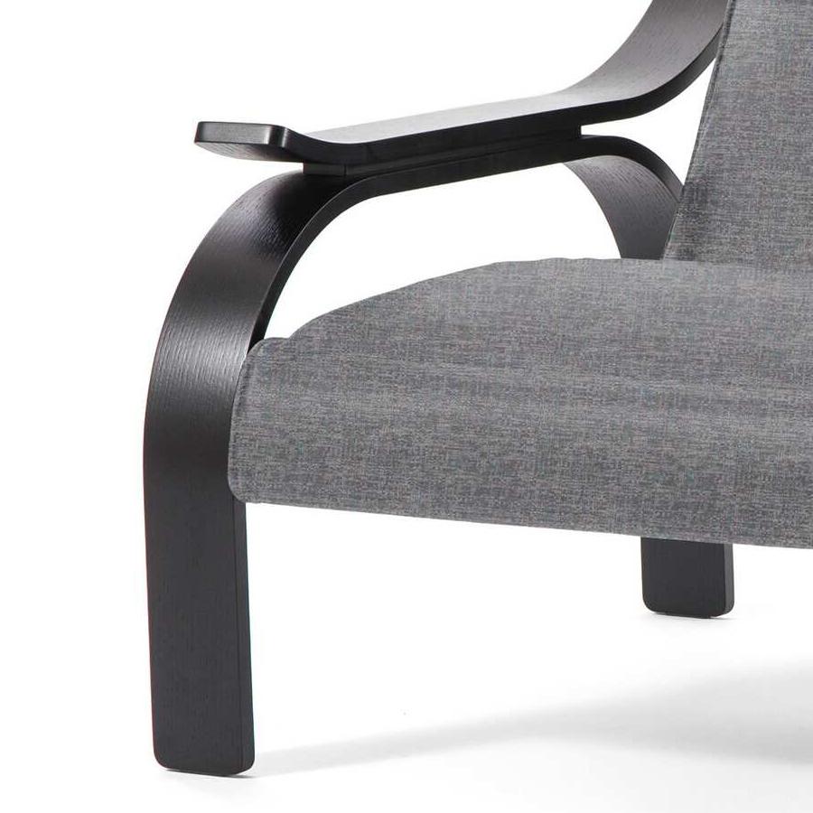 Marco Zanuso Grey Fabric Woodline Armchair by Cassina In New Condition For Sale In Barcelona, Barcelona