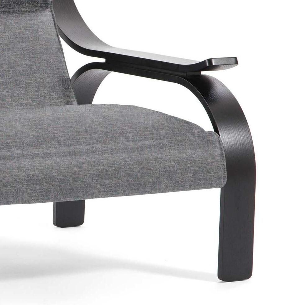 Marco Zanuso Grey Fabric Woodline Armchair by Cassina In New Condition For Sale In Barcelona, Barcelona