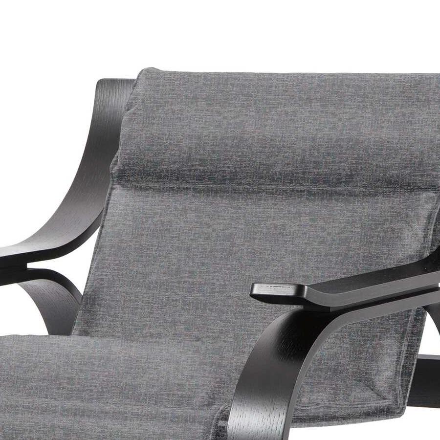Marco Zanuso Grey Fabric Woodline Armchair by Cassina For Sale 1
